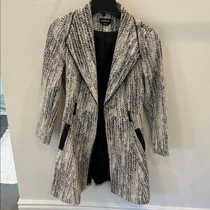 Bebe Black and White Herringbone Blazer